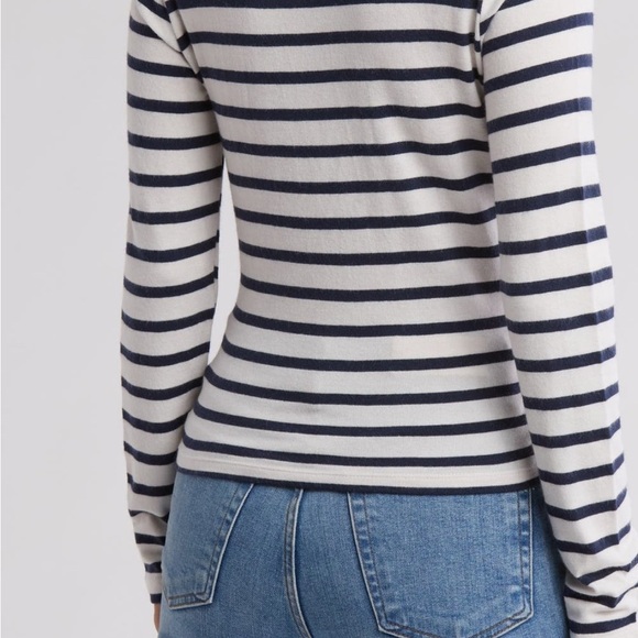 Joe’s Jean Navy White Asymmetrical Cross Front Top Sweater SZ M NWT - Picture 2 of 3